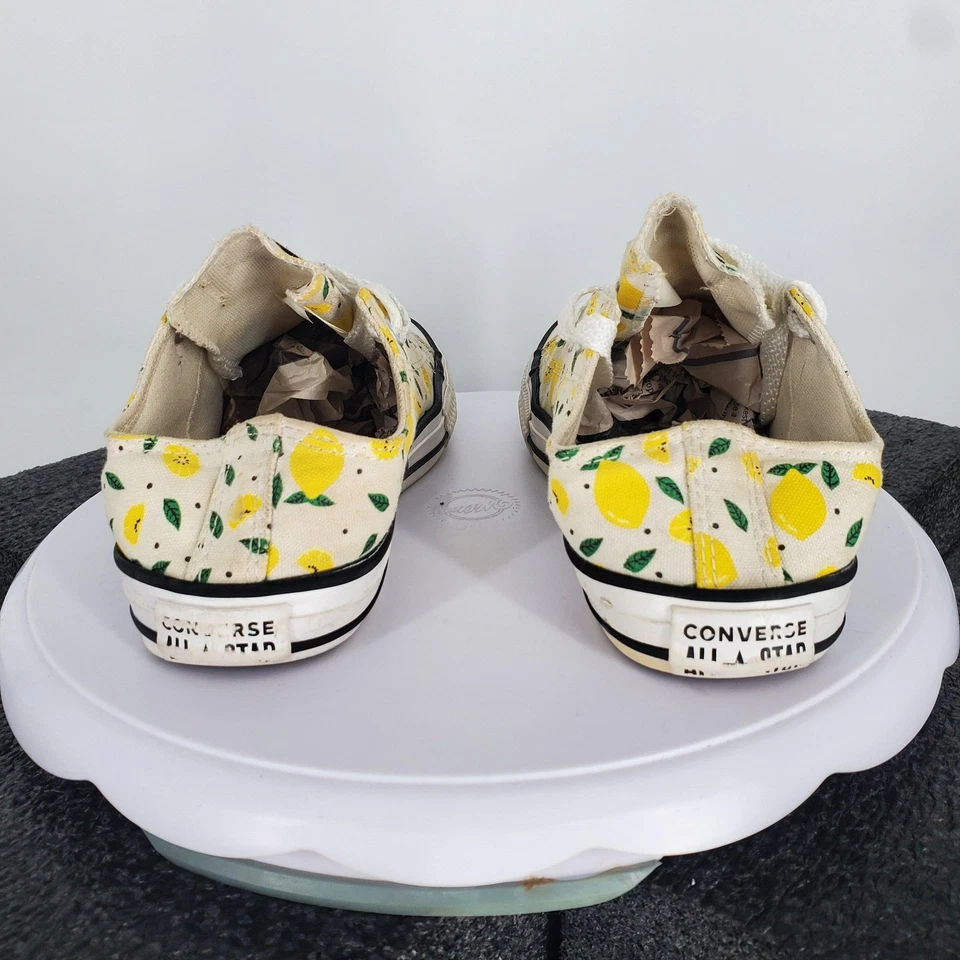 匡威 Converse All Star 鞋 青少年 尺码 2 白色 柠檬印花 低帮运动鞋 帆布 — 第 4/4 张图片