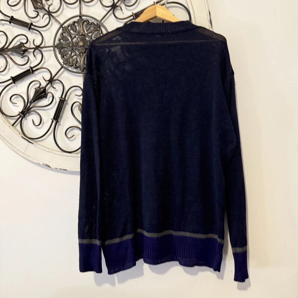 PS Paul Smith Lightweight Semi-Sheer Navy Crewneck Sweater Men’s Large - Image 3 of 4