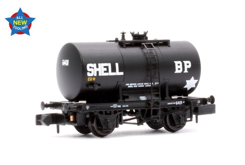 Graham Farish 378-004 20T Anker-Mounted Tank Wagon 'Shell/BP' Black No. 6401 | Zustand: New