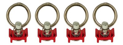 Pit Posse L Track Stud Ring Spring Loaded S Track Tie Down Anchor Red (4 pack)