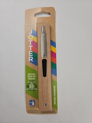 Parker Jotter Black & Chrome Trim Medium Ballpoint Pen New In Pack  #2230466