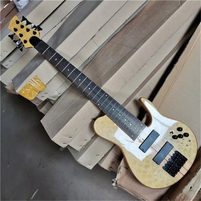 7 String Neck Through Electric Bass Guitar Natural Finish Rosewood Fretboard 24F