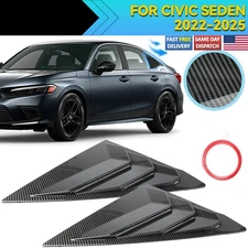 Pair For Honda Civic Sedan 2022-2025 Carbon Fiber Rear Window Louver Vent Cover