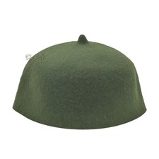 Dark Army Felt Wool Fez Muslim Kufi Prayer Cap - Men Soft Head Cover with Tip