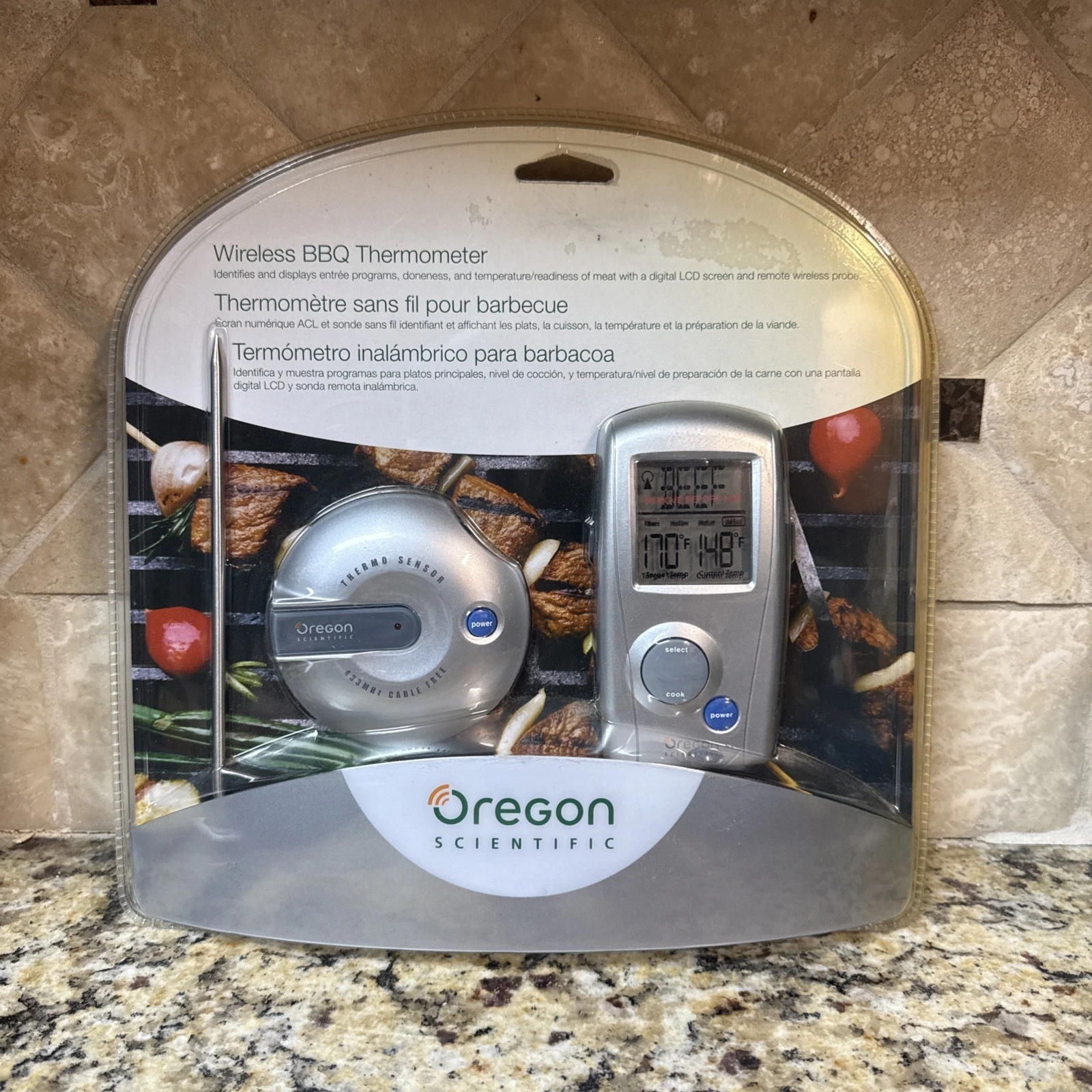Oregon Scientific AW129 Wireless BBQ Thermometer LCD Remote Programmable NIP