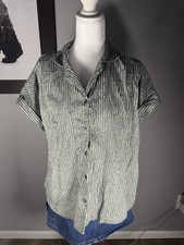 Vintage 80s Tapestry Striped Camp Shirt Women’s Large Made In USA
