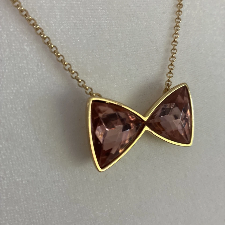 Ted Baker золотистый розовый кристалл стекла галстук-бабочка ожерелье 16» цепочка - Изображение 2 из 4
