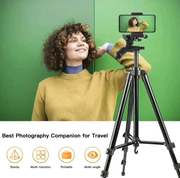 Aluminium Tripod 130cm Camera Smartphone Tripod 1/4 Inch Selfie with Bag  - Image 2 of 4