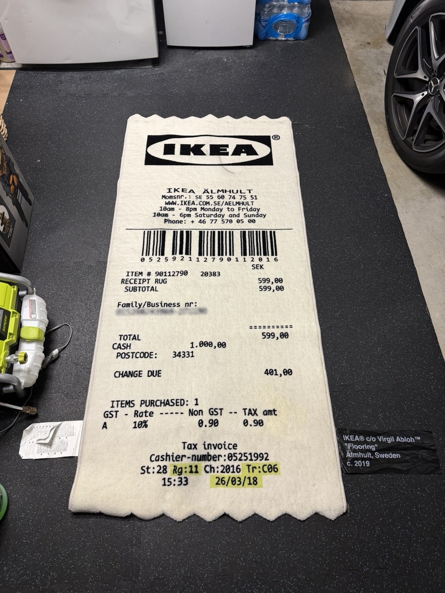 Virgil Abloh x IKEA White Receipt Rug | eBay