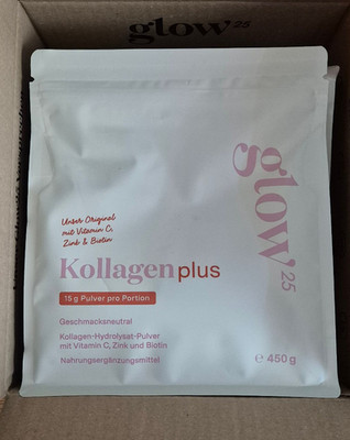 Glow25 Collagen Plus [450g]  - Kollagen Pulver mit Vitamin C, Biotin und Zink