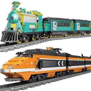 Technical City Power Train High-Tech Railway Track Building Blocks Subway Vehicl