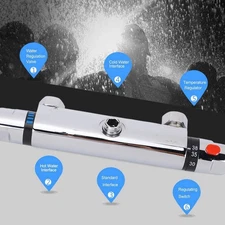 Modern Chrome Thermostatic Shower Mixer Bar Replacement Valve Outlet Home