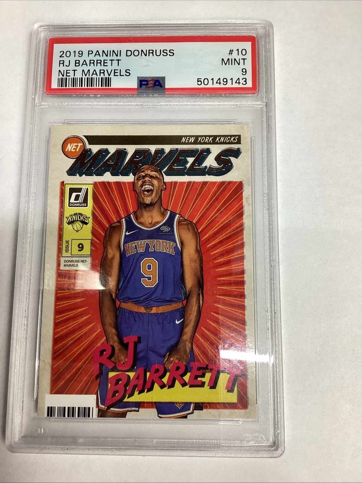 2019-20 Panini Donruss RJ Barrett Net Marvels Rookie RC #10 PSA 9 MINT Knicks