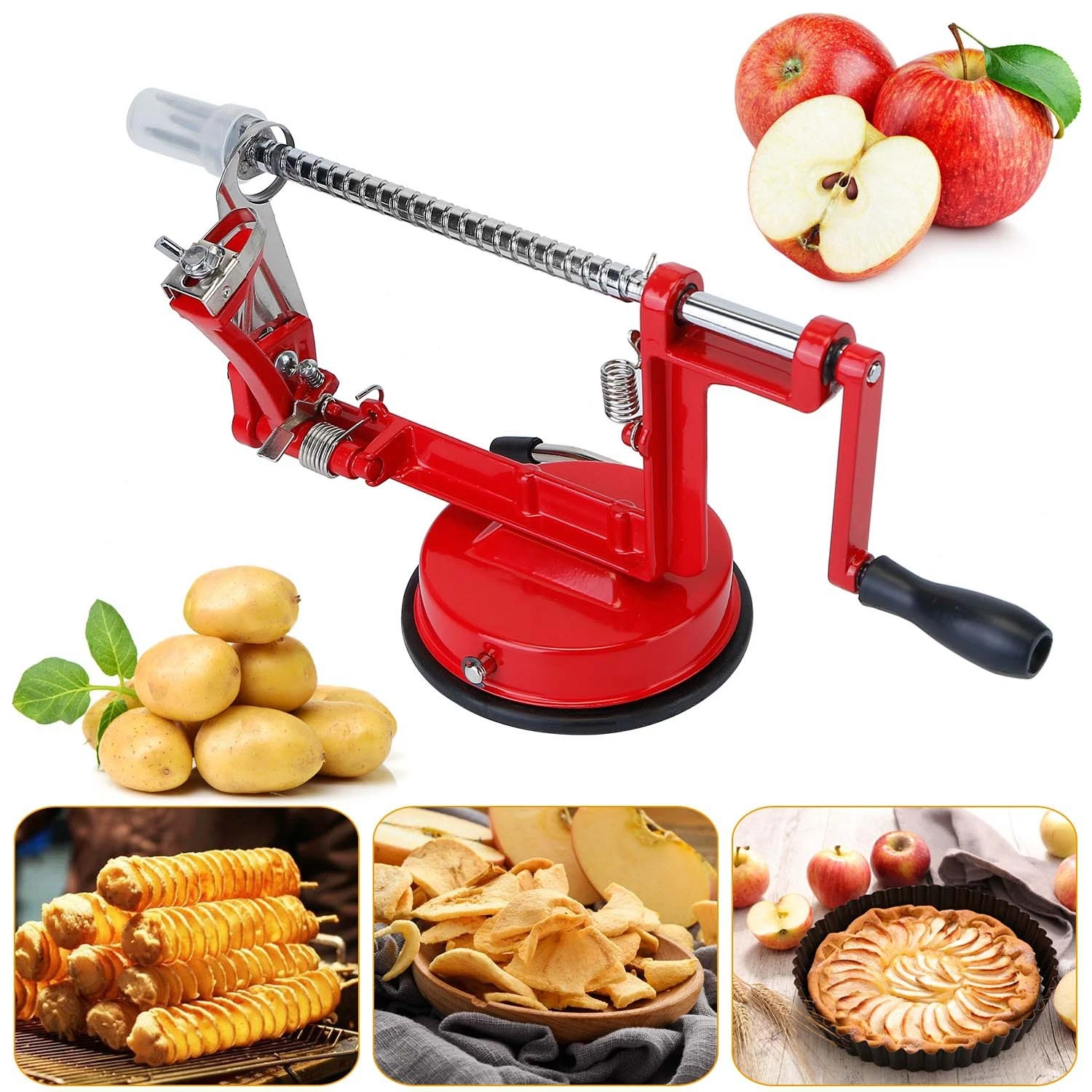 3In 1 Apple Peeler Manual Rotation Fruit Core Slicer Kitchen Hand Cracking Corer