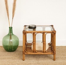 Table Rotin Bout de Canapé  Vintage