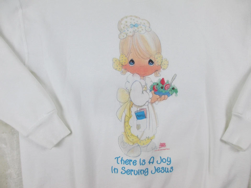 Suéter DE COLECCIÓN Precious Moments Mujer Mediano Blanco Pullover Angel EE. UU. 90s* Foto 4 de 4