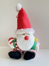 VTG Santa Claus Parachute Nylon Plush Jingle Bell Candy Cane -Tree  Used