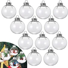 12 pcs Hanging Clear Plastic Fillable Ornaments Balls for Crafting DIY,Round...