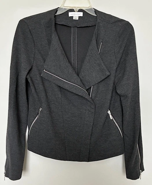 Christopher & Banks Mujer Traje Chaqueta Blazer Gris Bolsillo/Manga Cremalleras Lg Foto 2 de 4