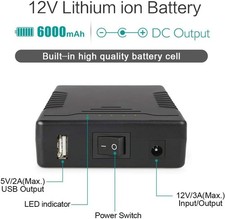 12V 6000mAh / 5V 12000mAh DC Output Lithium-Ion Battery Pack with 12.6V Charger