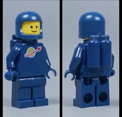 New LEGO Dark Blue Spaceman W Dark Blue Custom   Space Helmet  & Air Tank