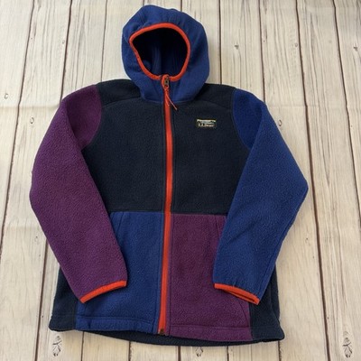 L.L. Bean Kids Fleece Jacket Hoodie Full Zip Colorblock Youth M 10-12