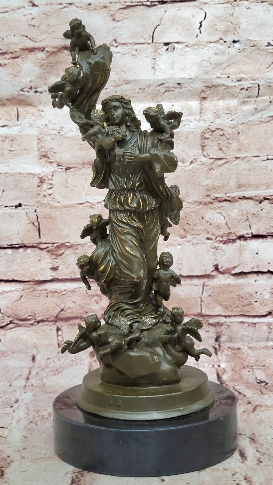 Bronze Angel and Cherubs Figurine – Romantic Baroque Style