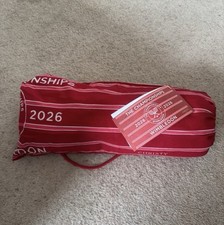 OFFICIAL 2026 WIMBLEDON TENNIS TOWEL. RED. IN DRAW STRING BAG