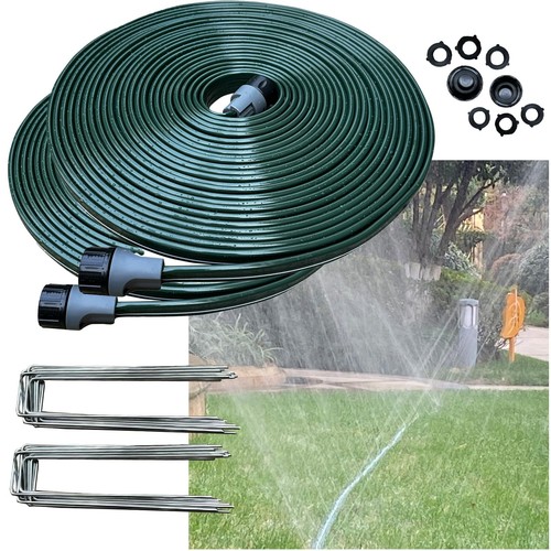 2025 Sprinkler Hose & Soaker Hose for Yard - 100 FT Reinforced Flat Garden Ho...