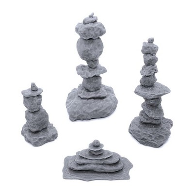 Cairns, 3D Printed Tabletop RPG Scenery and Wargame Terrain for Small, Grey