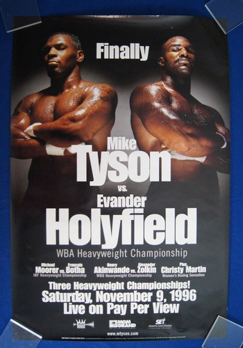 Original 1996 Mike Tyson vs Evander Holyfield  Boxing Fight Poster 24 x 36