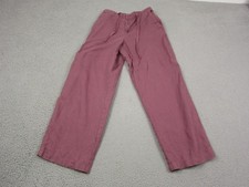 Vintage Cladwicks 100 Linen Pants Womens 4P Pink Cropped Wide Leg Baggy