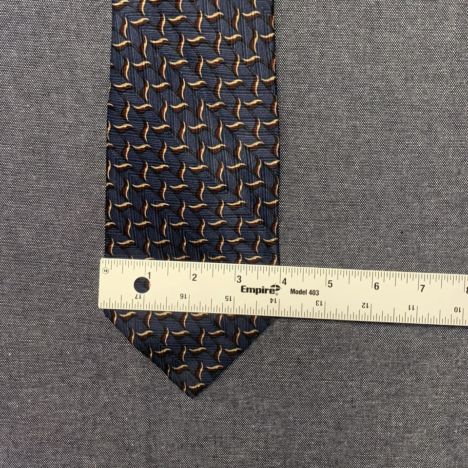 Corbata NEO Bill Blass para hombre azul patrón geométrico seda clásica de negocios Foto 4 de 4
