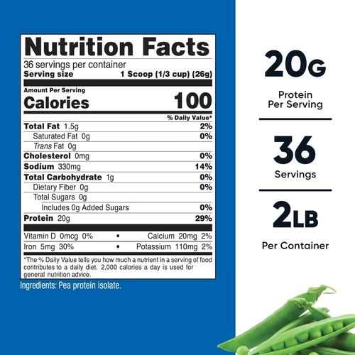 Nutricost Pea Protein Powder (2 LBS) Unflavored - 20g of Vegan Pea Protein - Picture 2 of 5