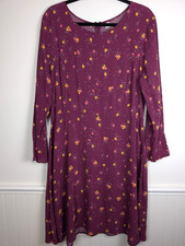 Old Navy Dress Womens XL Purple Floral Midi Long Sleeve Garden Cottagecore