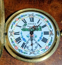 Running Arnex Swiss Incabloc 17 Equestrian Scene  Hunter Case Pocket Watch B2 