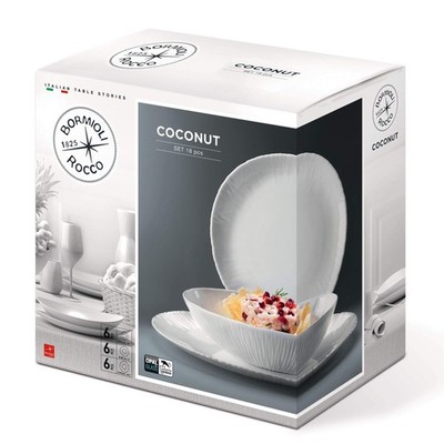 Rocco Bormioli CoconutService, 18 Stück, Weiß
