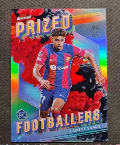 Lamine Yamal 2023-24 Topps Finest UEFA Prized Footballers Fusion Red Black RC SP