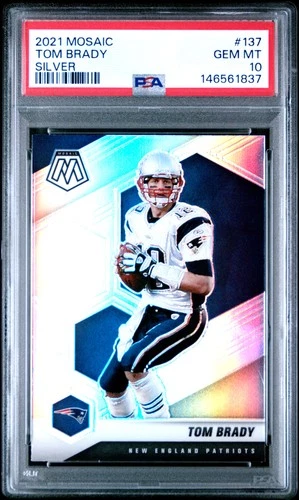 146561837 Tom Brady 2021 Panini Mosaic #137 Prizm Silver PSA 10