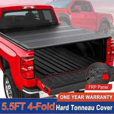 5.5FT 4-Fold FRP Hard Tonneau Cover For 2015-2025 Ford F-150 F150 Truck Bed