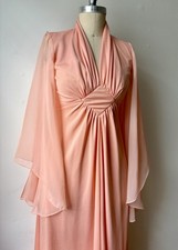 Vintage 1970  s Dreamy Boho Peach Gown Size S