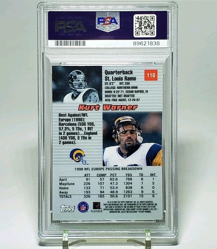 Kurt Warner RC PSA 9 MINT 1999 Bowman's Best #110 - Picture 2 of 2