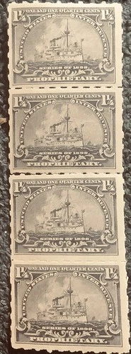 US Stamp Collection BOB SC##RB 25 Strip Of 4 ~ 2 MNH OG & 2 MH OG 120925-2