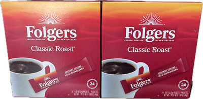 Folgers Classic Roast Instant Coffee Packets 48 total Single Serve