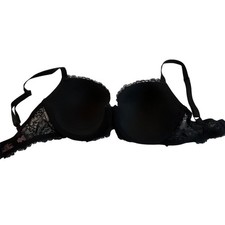 Victorias Secret Dream Angels Demi Bra Black Lace Accents Trim Push Up Bra 32DD
