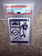 Ed Oliver Rookie Ticket Auto-2019 Panini Contenders #197 PSA 10 Gem Low Pop Mint