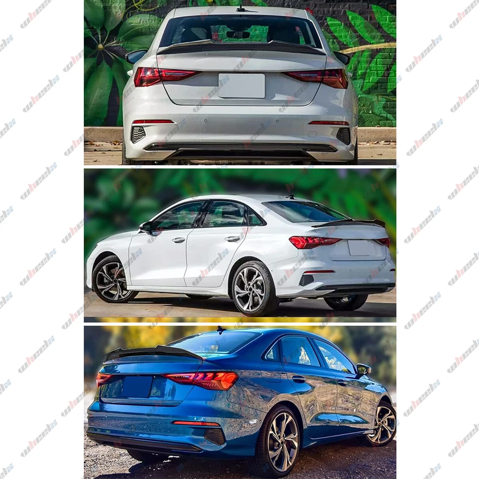 FOR 2014-2020 AUDI A3 S3 RS3 SEDAN PSM STYLE HIGHKICK GLOSS BLACK TRUNK SPOILER - Imagem 3 de 4