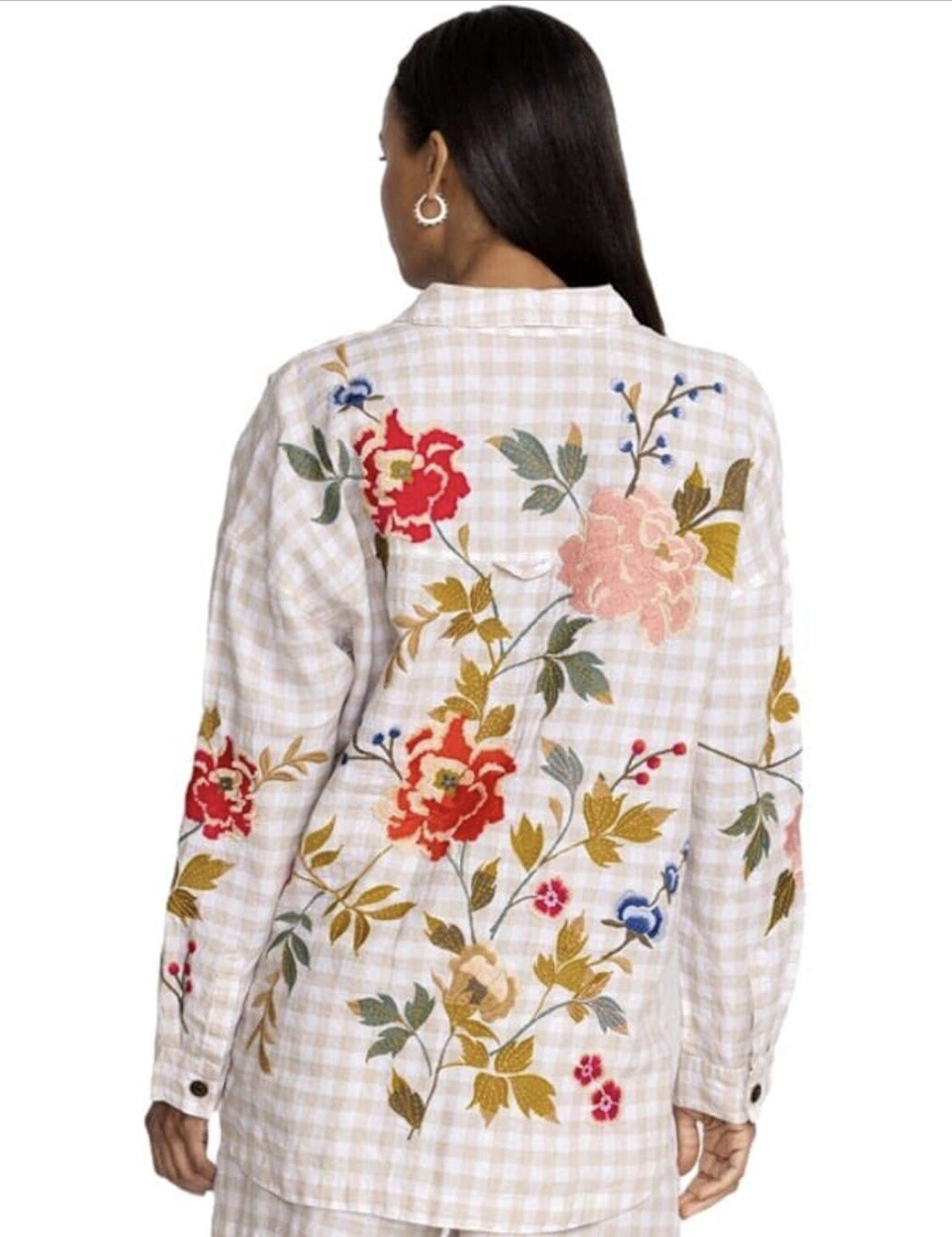 Johnny Was Workshop Adele Gingham Pocket Overshir… - image 5