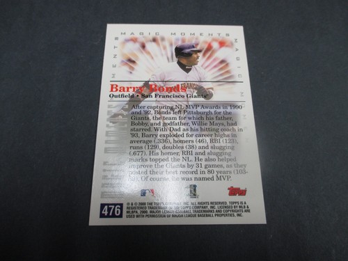 Barry Bonds 2000 Topps Home Team Advantage #476 - Imagen 2 de 2