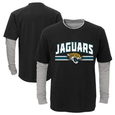 Jacksonville Jaguars Outerstuff Boys Black "Bleachers" LS Faux Layer T-Shirt